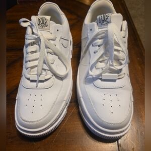 Nike Air Force 1 Women's Shoe Low Pixel Whiteout Triple White CK6649-100 Size 8